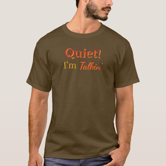 静かに! 男は話している メンズブラウン Tシャツ (正面)