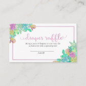 静かにSucculent及びサボテンの女の子のおむつのラッフルカード エンクロージャーカード (正面)