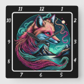 静かキツネ スクエア壁時計 (正面)