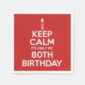 静か保に80誕生日のカラーナプキンスだけ スタンダードカクテルナプキン (正面)