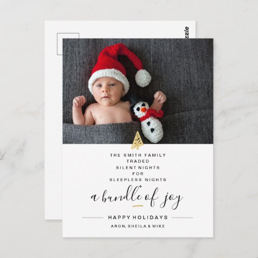 静か夜のおもしろいクリスマス誕生発表 ポストカード (正面/裏面)