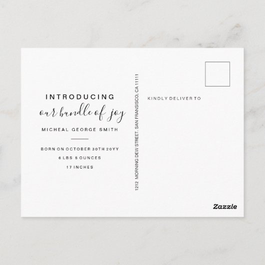 静か夜のおもしろいクリスマス誕生発表 ポストカード (裏面)