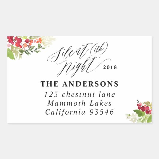 静か夜のクリスマス休暇住所 シール (正面)