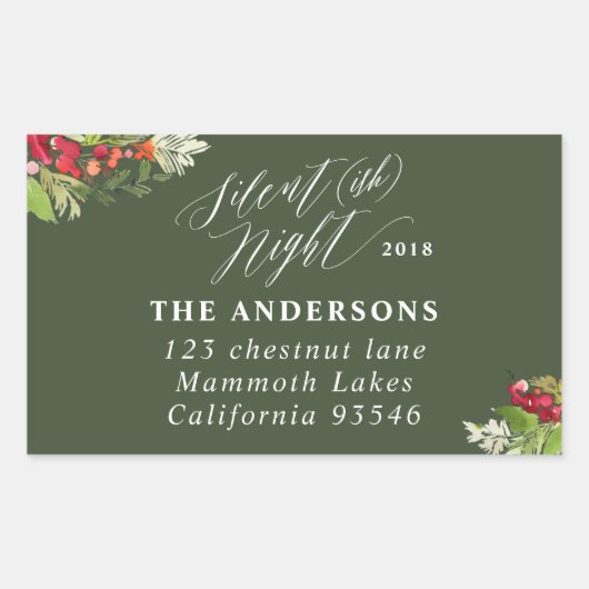 静か夜のクリスマス休暇住所 シール (正面)