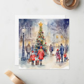 「静か夜:クリスマスを迎え入れる」 ノートカード (正面/裏面インサイチュ)