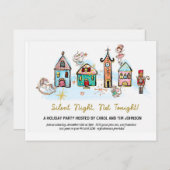 静か夜 – クリスマスパーティーパジャマ招待 インビテーションポストカード (正面/裏面)