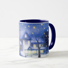 静か夜。クリスマス絵画プレゼント マグカップ