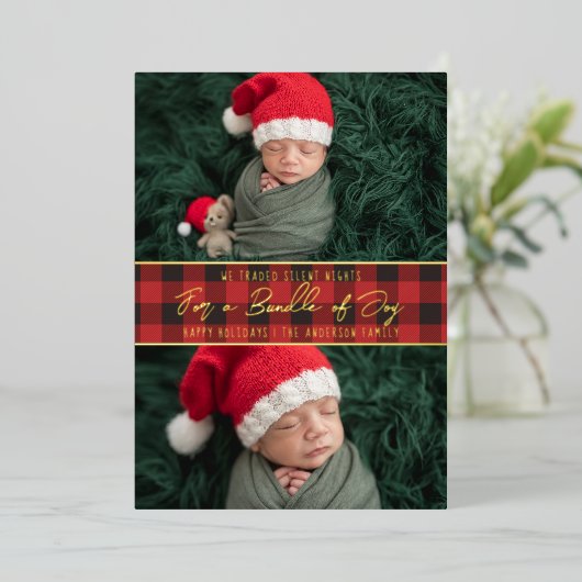 静か夜 |クリスマス誕生発表 箔シーズンカード (立ち正面)