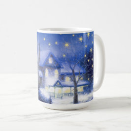 静か夜。スノーウィーヴィレッジクリスマスプレゼント コーヒーマグカップ