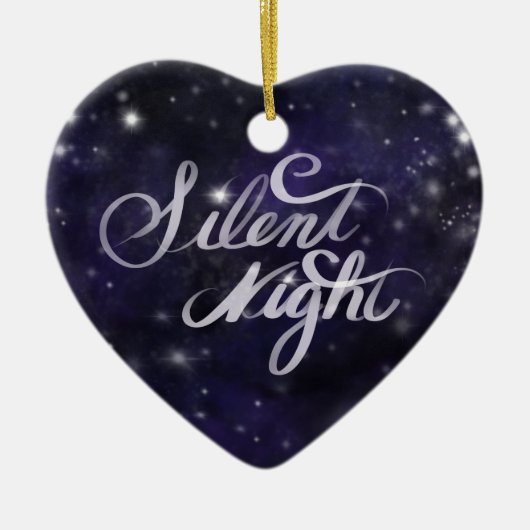 静か夜 – ロマンチックな休日の雪景色 セラミックオーナメント (正面)