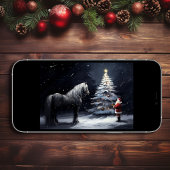 静か夜 – 美しい馬とサンタ・クリスマス シーズンカード