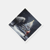 静か夜 – 美しい馬とサンタ・クリスマス スタンダードカクテルナプキン (角)