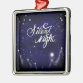 静か夜、聖なる夜 – 輝く雪のシーン メタルオーナメント (左)