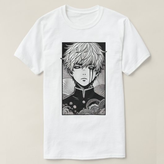 静か注視点 – ミニマルマンガアートTシャツ Tシャツ (デザイン正面)
