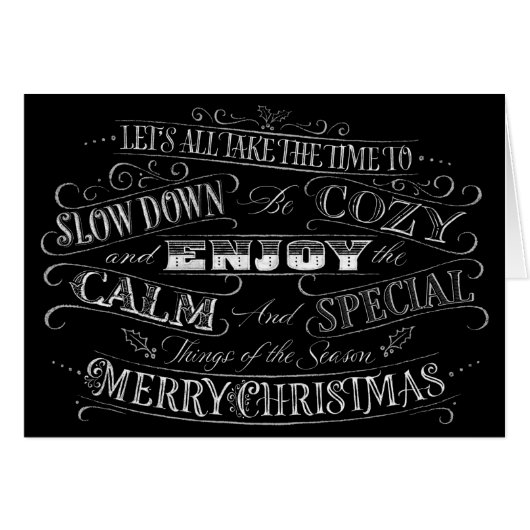 静か+コージーメリークリスマスチャルクボード書道 (正面横)