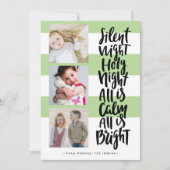 静かNight 3つの写真の休日クリスマスグリーン 招待状 (正面)