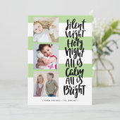 静かNight 3つの写真の休日クリスマスグリーン 招待状 (スタンド正面)