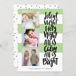 静かNight 3つの写真の休日クリスマスグリーン 招待状