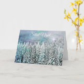 静かNight Snowy Trees Christmas Star Card カード (黄色い花)