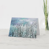 静かNight Snowy Trees Christmas Star Card カード (正面)