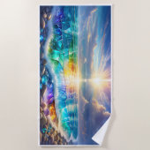 静けさの波：クリスタル海サンセットタオル ビーチタオル (正面)