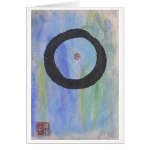 静けさの空白のなカードの青いEnso (禅の円)