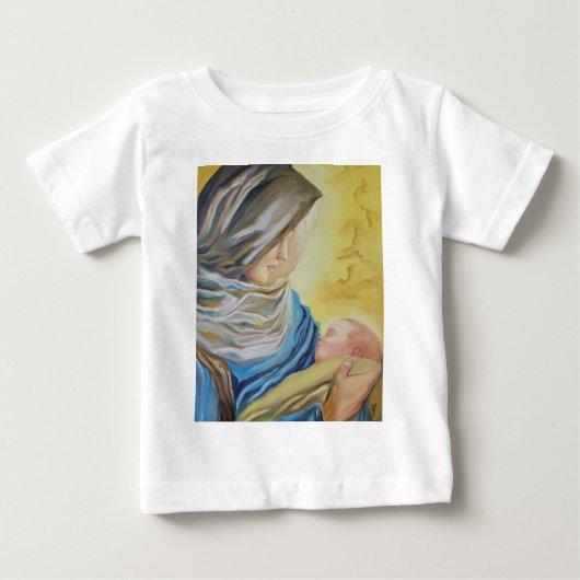 静けさの聖母と幼児イエス ベビーTシャツ (正面)