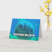 静まるマナティーの挨拶状 カード (黄色い花)