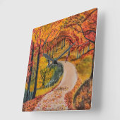 静カラフル静な森の正方形の壁時計 スクエア壁時計 (傾斜)