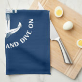 静保かでダイブオン、いかりネイビーブルー キッチンタオル (四つ折り)