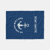 静保かでダイブオン、いかりネイビーブルー フリースブランケット (正面(横))