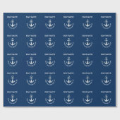 静保かでダイブオン、いかりネイビーブルー ラッピングペーパー (フラット)