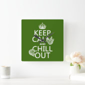 静保かで落ち着いて落ち着く（スロート） （任意の色） スクエア壁時計 (ホーム)