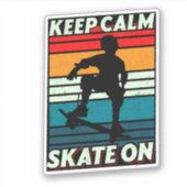 静保かなレトロサンセットスケートボードキスカットビニール シール (正面)