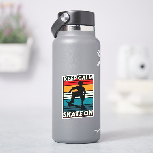 静保かなレトロサンセットスケートボードキスカットビニール シール (HydroFlask)
