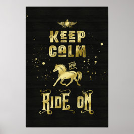 静保かな乗り金ゴールド馬タイポグラフィ ポスター