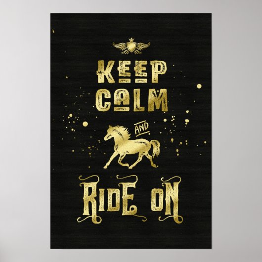 静保かな乗り金ゴールド馬タイポグラフィ ポスター (正面)
