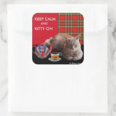 "静保かな子猫オン",赤いタータンチェック,猫茶パーティー スクエアシール (バッグ)