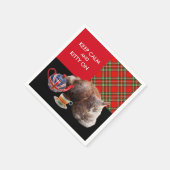 "静保かな子猫オン",赤いタータンチェック,猫茶パーティー スタンダードカクテルナプキン (角)