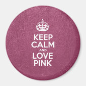 静保かな愛のピンク、ピンクレザー、クラウン マグネット (正面)