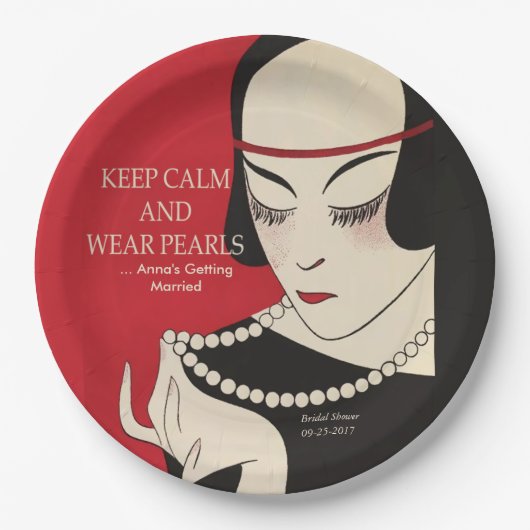 静保かな衣服パールデコシャワー紙プレート ペーパープレート (正面)