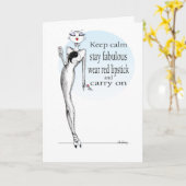 静保かな衣服赤い口紅の誕生日カード カード (黄色い花)