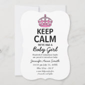 静保かな赤ん坊の女の子、ベビー発表 招待状 (正面)