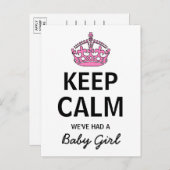 静保かな赤ん坊の女の子、ベビー発表 案内ポストカード (正面/裏面)