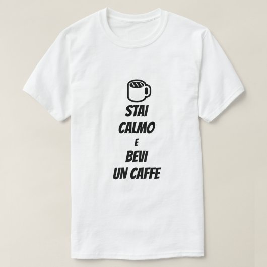 静保かにコーヒーを飲むイタリアン Tシャツ (デザイン正面)