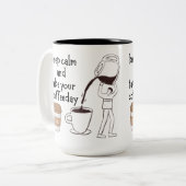 静保かにコーヒーを飲む ツートーンマグカップ (正面左)