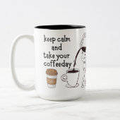 静保かにコーヒーを飲む ツートーンマグカップ (左)