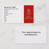 静保かにマッサージを 予約カード (正面/裏面)