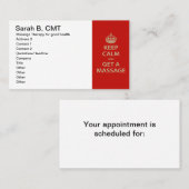 静保かにマッサージを 予約カード (正面/裏面)