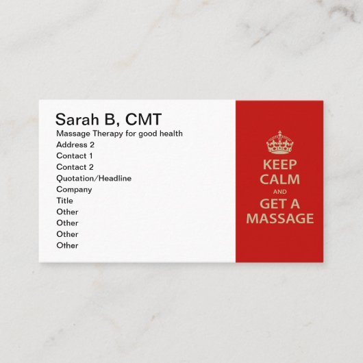 静保かにマッサージを 予約カード (正面)